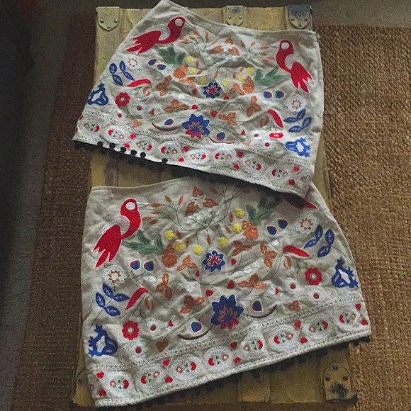 NWT ANTHROPOLOGIE BOHO EMBROIDERED MINI SKIRT XS M - Picture 9 of 14